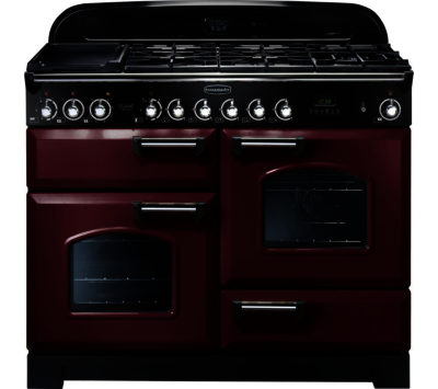 RANGEMASTER  Classic Deluxe 110 Dual Fuel Range Cooker - Cranberry & Chrome